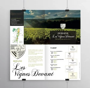 Création dépliant Les Vignes Devant, domaine viticole Bourgogne - agence Bourgogne
