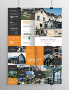 Création dépliant entreprise Perroux, Montceau-les-Mines - Ambigram
