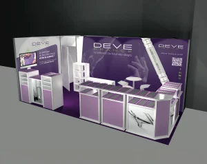 Habillage stand DEVE Medical, salon professionnel Paris - agence Bourgogne Ambigram